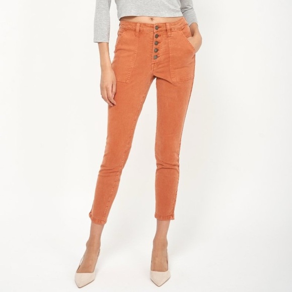 Joie High-Rise Button-Fly Pants in Rust Orange Brown, Size 29 - Picture 1 of 10